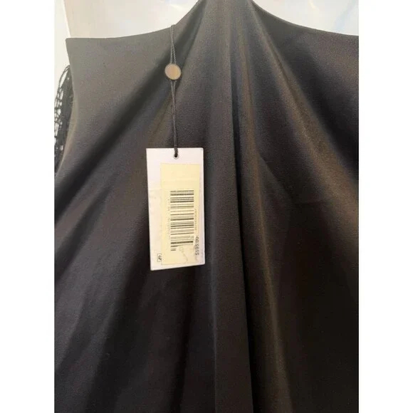 NWT Derek Lam 10 Crosby Downtown Crepe Mini Dress Size 4 Black Satin Fringe $595 - Picture 9 of 9